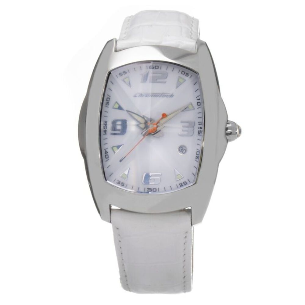 Chronotech White Leather Strap Watch Men White Watches
